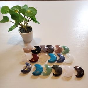 Crescent moon gems, multi-color, various types, set of 18